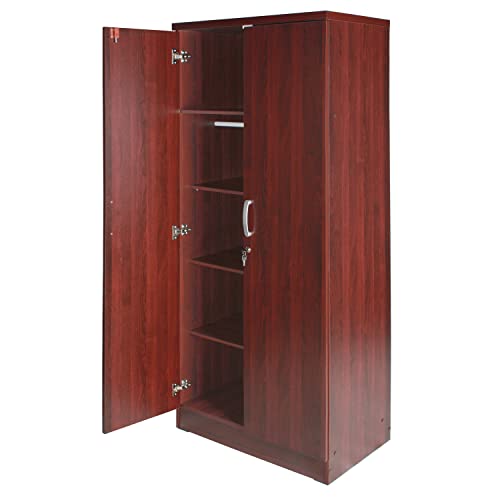 Better Home Products Harmony Wood Two Door Armoire Wardrobe Cabinet in Mahogany Better Home Products