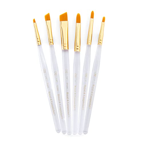 Royal & Langnickel Royal Zip N' Close Gold Taklon Clear Acrylic Filbert and Angular 7-Piece Brush Set Royal & Langnickel
