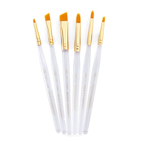 Royal & Langnickel Royal Zip N' Close Gold Taklon Clear Acrylic Filbert and Angular 7-Piece Brush Set - WoodArtSupply