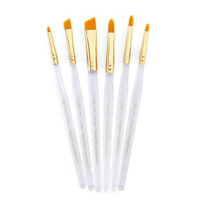 Royal & Langnickel Royal Zip N' Close Gold Taklon Clear Acrylic Filbert and Angular 7-Piece Brush Set - WoodArtSupply