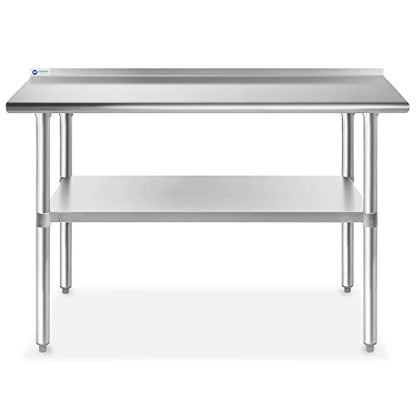GRIDMANN Stainless Steel Kitchen Prep Table 72 x 30 Inches with Backsplash & Under Shelf, NSF Commercial Work Table for Restaurant and Home
