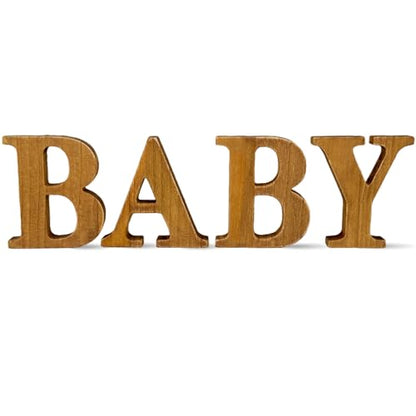 Small Wood Baby Letters for Rustic Baby Shower Decorations Gender Neutral Baby Shower Centerpiece Decor Gender Reveal Party Supplies - WoodArtSupply