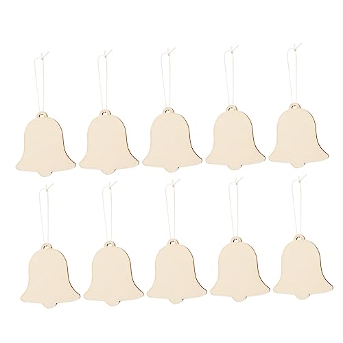 EXCEART 20 Pcs Xmas Tree Bell Ornament Holiday Wooden Shapes for Crafts Cutout Hanging Ornament Wood Ornaments Wooden Hanging Ornaments Wooden DIY - WoodArtSupply