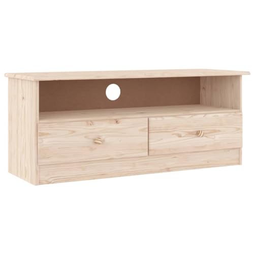 vidaXL ALTA TV Cabinet - Scandinavian Solid Wood Pine Media Centre with Drawers - Living Room/Bedroom Storage Solution - Unfinished, Customizable - vidaXL