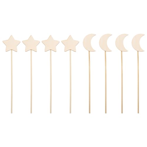 Toddmomy Heart 8pcs Wood Fairy Wand Unfinished Wooden Moon Star Stick Make Your Own Princess Wand Party Cosplay Costume for DIY Crafts Princess Toddmomy