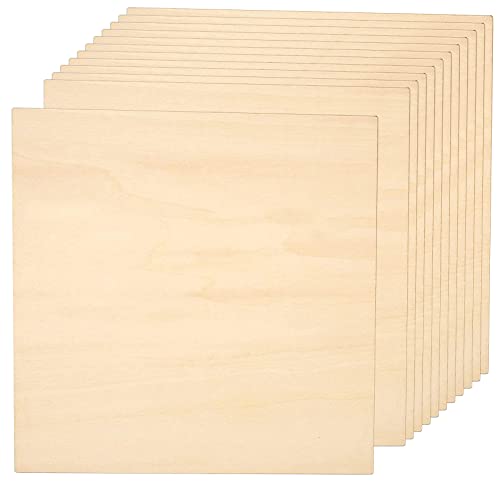 12Pack Basswood Sheets 1/8 Inch, 3mm Plywood Sheets 11.8 x 11.8 Inch Unfinished Squares Wood Boards for Laser Cutting Crafts DIY Architectural Models - WoodArtSupply