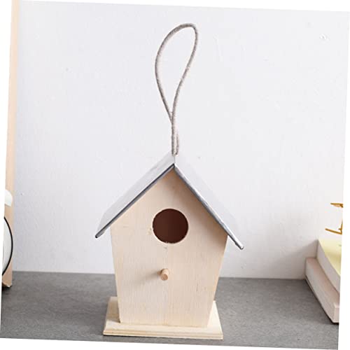 BESPORTBLE Outdoor Bird House Hummingbird Nest Garden Hanging Bird Nest Cottage Bird House Unfinished Wood Birdhouse Craft Wood Bird House Hanging BESPORTBLE