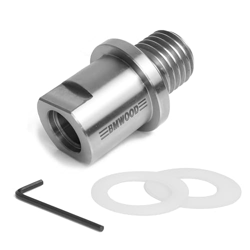BMWOOD 5/8" Shopsmith Female to 1" x 8TPI Male Thread Adaptor, Woodworking Lathe Headstock Spindle Adaptor with Two Nylon Washers. BMWOOD