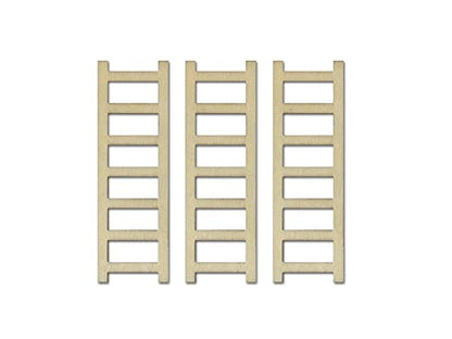 CraftMedley Wood Ladders - Miniature DIY Unfinished Wooden Dollhouse Diorama Ladders - 3 Piece - 3.25 Inches Tall, Brown - WoodArtSupply