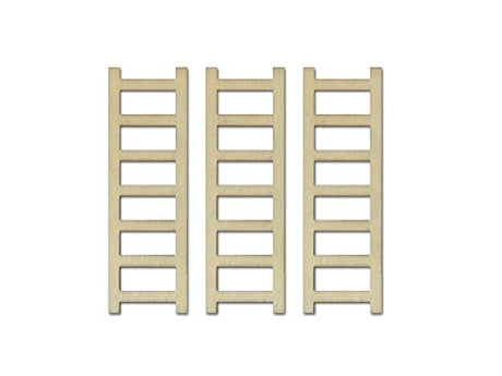 CraftMedley Wood Ladders - Miniature DIY Unfinished Wooden Dollhouse Diorama Ladders - 3 Piece - 3.25 Inches Tall, Brown CraftMedley