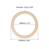 uxcell 5Pcs 100mm(4-inch) Natural Wood Rings, 10mm Thick Smooth Unfinished Wooden Circles for DIY Crafting, Knitting, Macrame, Pendant uxcell