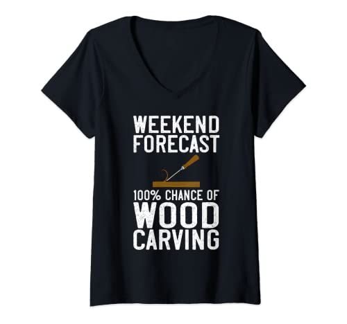 Womens Wood Carving Tools Beginner Knife Ideas Chainsaw Sculpture V-Neck T-Shirt Wood Carving