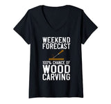 Womens Wood Carving Tools Beginner Knife Ideas Chainsaw Sculpture V-Neck T-Shirt Wood Carving