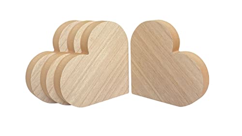 4 Pack 6 Inch Thick Wood Heart Wooden Heart Block Unfinished MDF Wood Heart Signs Tabletop Heart for Crafts Mother's Day Memorial Sign (6x6x1 in) Cregugua