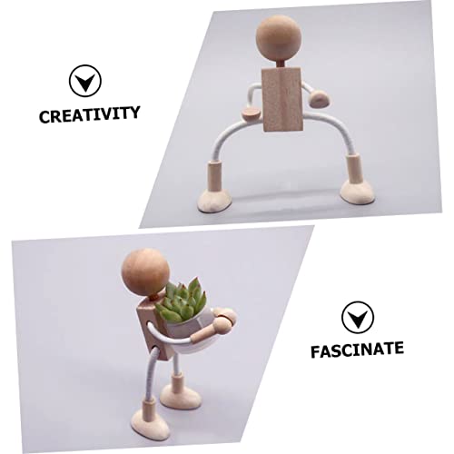 COHEALI 6pcs Wooden Cartoon Toy Wooden Robots to Paint Wooden Peg People Unfinished Wood Playthings Wood Doll Figures Robot Decor Unfinished Wood COHEALI