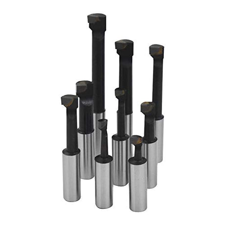 findmall 9pcs 2" Boring Head R8 Shank 1/2" Carbide Boring Bar Set Milling findmall