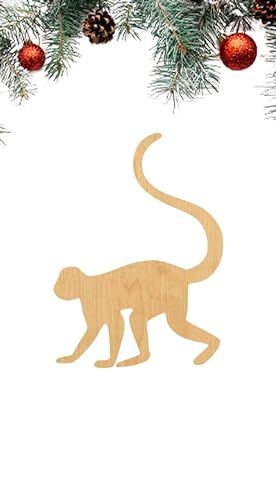 3 Pcs Monkey Supply 3" Wooden Shape Ornaments Unique Unpainted Smooth Surface Unfinished Laser Cutout Wood Sheets Boards for Crafts 1/8 Inch Thick WoodArtSupply