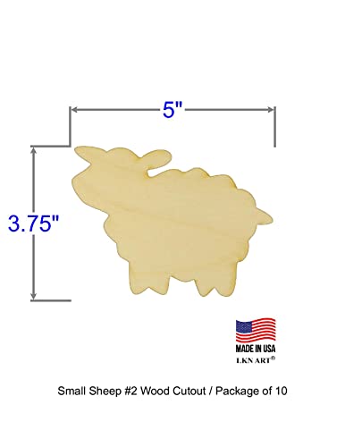 Unfinished Sheep #2 Wood Cut Out Available in a Variety of Sizes and Thicknesses (1/8” Thickness, Small 5" x 3.75" (Package of 10)) - WoodArtSupply