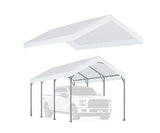Rutile 12'x20' Carport Replacement Top Canopy Cover for Car Garage Shelter Tent Party Tent with Ball Bungees White (Only Top Cover, Frame is not WoodArtSupply