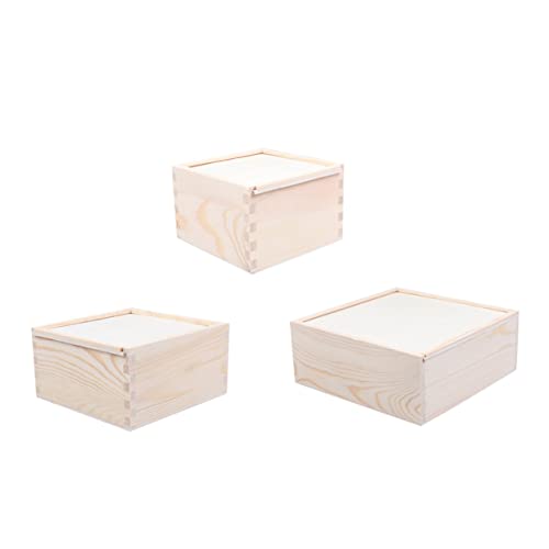 BESTOYARD 7 Pcs Jewelry Organizer for Necklaces Memory Craft Storage Cubes with Lid Wooden Gift Case Wood Crates Unfinished Wooden Crate Wooden