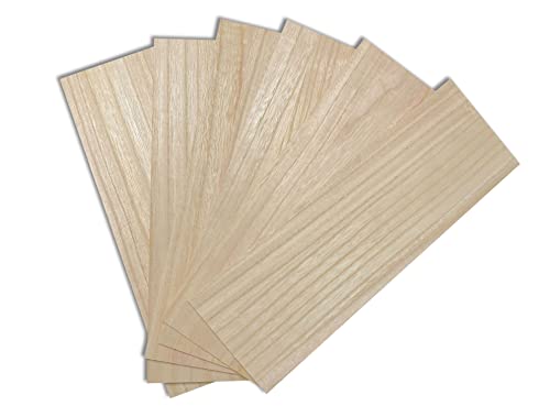 6 Pack Veneered MDF Double Sided Paulownia Wood,MDF Core,6.4mm 1/4th Inch, 5"x15" Chipboard Sheet, Unfinished Wooden Canvas Boards Signs for Crafts Cregugua