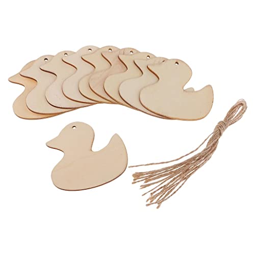 Milageto 10x Unfinished Wood Pendants Wooden Discs Christmas Tree Decorations, Duck 80x80x2mm