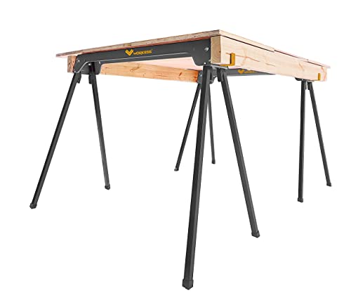 WORKESS Saw Horses 2 Pack, Heavy Duty Folding Portable Saw Horses Table 2200 Lbs Load Capacity with 2x4 Support Legs, Fast Open Legs and Easy Grip WORKESS