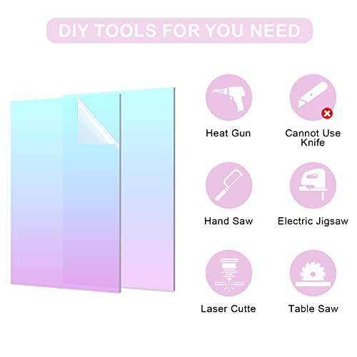 4 Pack Colored Acrylic Sheets Iridescent Plexiglass Sheets Almost 1/8 Translucent Plastic Sheet for Crafts,Signs,Pantings DIY Display SANIQUE