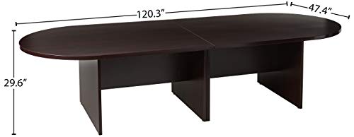 Boss Office Products 10Ft Race Track Conference Table, Mahogany - WoodArtSupply