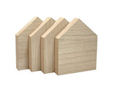 6 Inch 4 Pieces Unfinished Wooden House Shaped Blocks for Crafts Blank Wood House Freestanding Mother's Day Memorial Sign，1 Inch Thick MDF Cregugua
