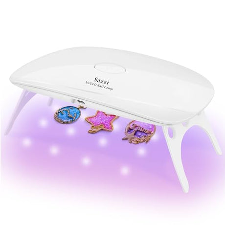 Sazzi Led Uv Nail Lamp UV Light for Resin, 24W, Industry Featured Low Heat Function, Cures 5 Fingernails or toenails at The Same time, Compatible Sazzi