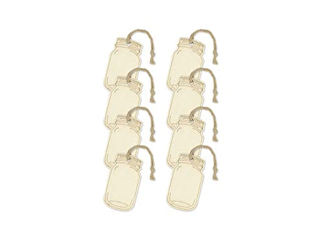Mason Jars Ornaments - Wood Jars for Country Crafts, Gift Tags -8 Count CraftMedley