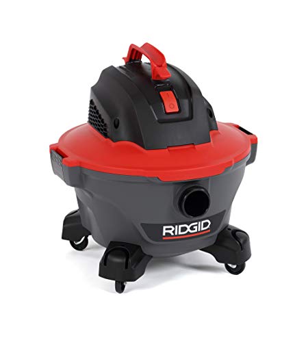 RIDGID 62698 RT0600 NXT 6-Gal. Wet Dry Shop Vacuum with Casters, 4.25 Peak HP Motor, and Pro Locking Hose, Dark Gray and Red RIDGID