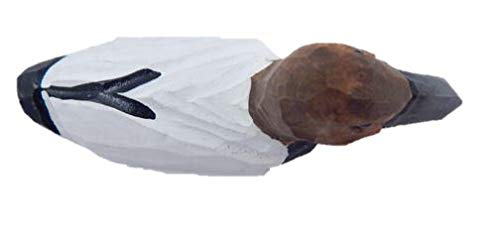 Selsela Canvasback Wooden Duck Figurine - Miniature Bird Statue Handmade Carving Home Decor Decoration Decoy Small Animals - WoodArtSupply