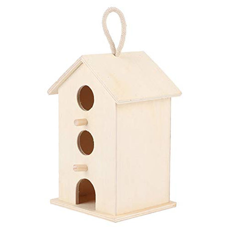 Unfinished Birdhouse, Outdoor Wooden Bird Nests, Hanging Bird Nests, House Breeding Resting Box for Parrots, Outdoors Garden Ornament Haofy