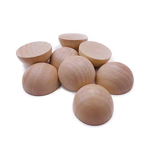 Unfinished Split Wood Balls 20 Pcs 2 Inch Diameters Half Wooden Balls Mini Hemisphere Half Craft Balls for DIY Projects Kids Arts and Craft Supplies - WoodArtSupply