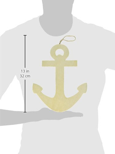 Darice Unfinished Wooden Anchor Decor Measures 8.75 inches by 11 inches Wall Hanger, Natural Darice