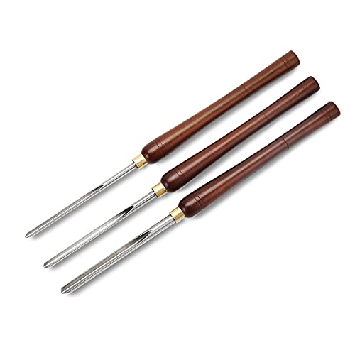 Woodturning Bowl Gouge Set, 3 Pieces 22.5” Wood Lathe Bowl Turning Tools, 1/4 Flute, 3/8 Flute, and 1/2 Flute, with High Speed Steel Blades, Beech - WoodArtSupply