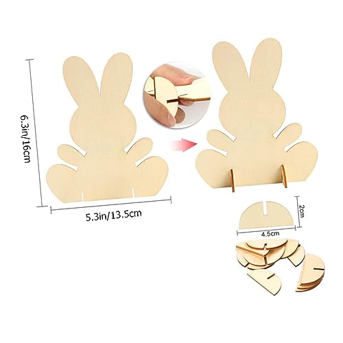FUNOMOCYA 2 Sets Handmade Rabbit Material Unfinished Wood Decor DIY Bunny Decoration DIY Bunny Table Decor Blank Bunny Wood Decor Ornament Bunny Wood FUNOMOCYA