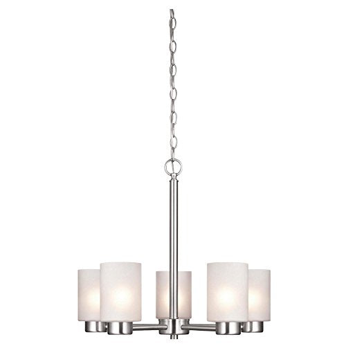 Westinghouse Lighting 6227400 Sylvestre Five-Light Interior Chandelier, Brushed Nickel Finish with Frosted Seeded Glass, 5 Westinghouse Lighting