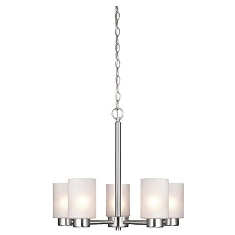 Westinghouse Lighting 6227400 Sylvestre Five-Light Interior Chandelier, Brushed Nickel Finish with Frosted Seeded Glass, 5 Westinghouse Lighting