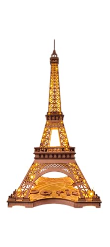 RoWood Eiffel Tower,3D Puzzle Model Kits for Adults,DIY 3D Wooden Puzzles for Adults,Builing Set with LED,Home Decoration Festival Gift Idea - WoodArtSupply