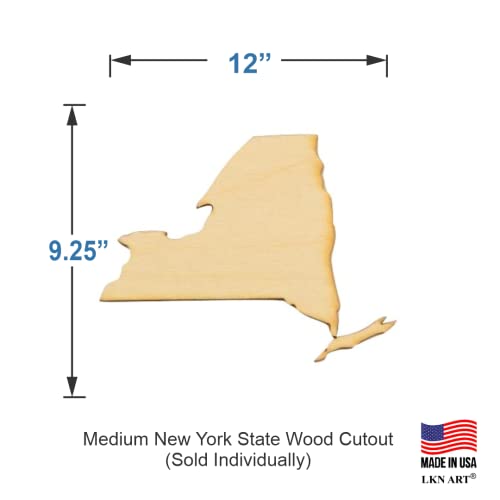 New York State Wood Cutout (Medium 12" x 9.25" Sold Individually, 1/4" Baltic Birch) - WoodArtSupply