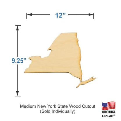 New York State Wood Cutout (Medium 12" x 9.25" Sold Individually, 1/4" Baltic Birch) - WoodArtSupply