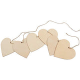 Kurtzy 50 Pack of Wooden Hearts with Natural Twine - 10x10cm / 4x4 Inches Unfinished Wooden Shaped Heart Set with Holes - Decorations for Weddings, Kurtzy