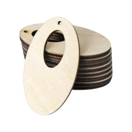 ALL SIZES BULK (12pc to 100pc) Unfinished Wood Wooden Laser Cutout Oval with cut out Dangle Earring Jewelry Blanks Charms Shape Crafts Made in Texas Texan Wood Crafts