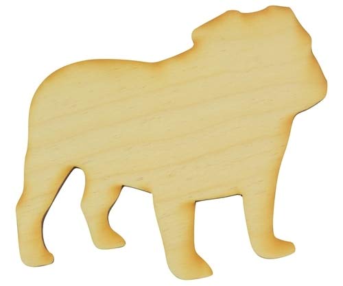 Package of 10, Small 5" X 4.25" X 1/4" Standing Bulldog Wood Cutout for Art & Craft Project, Made in USA - WoodArtSupply