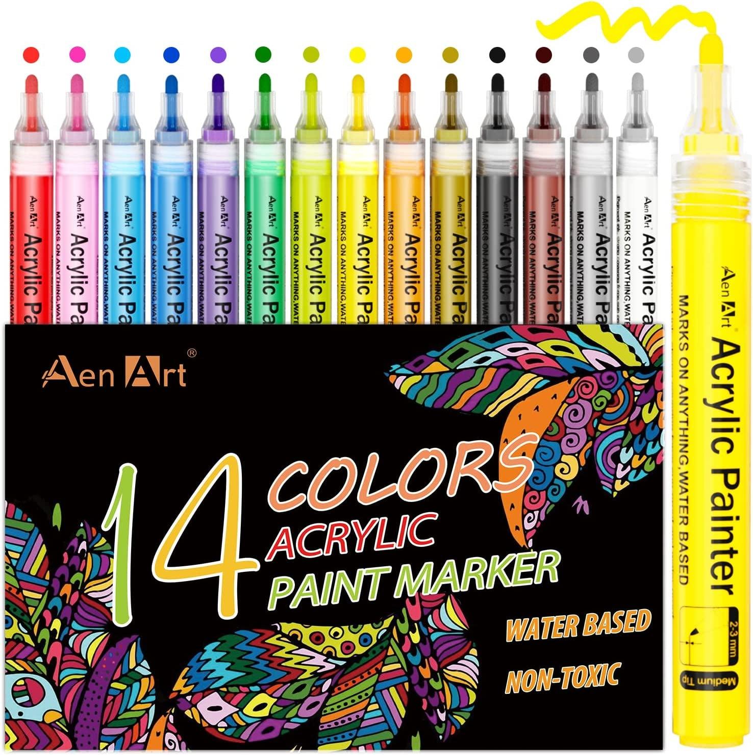 Paint Pens for Rock Painting, Acrylic Paint Markers for Card Making Craft Stone Ceramic WoodArtSupply