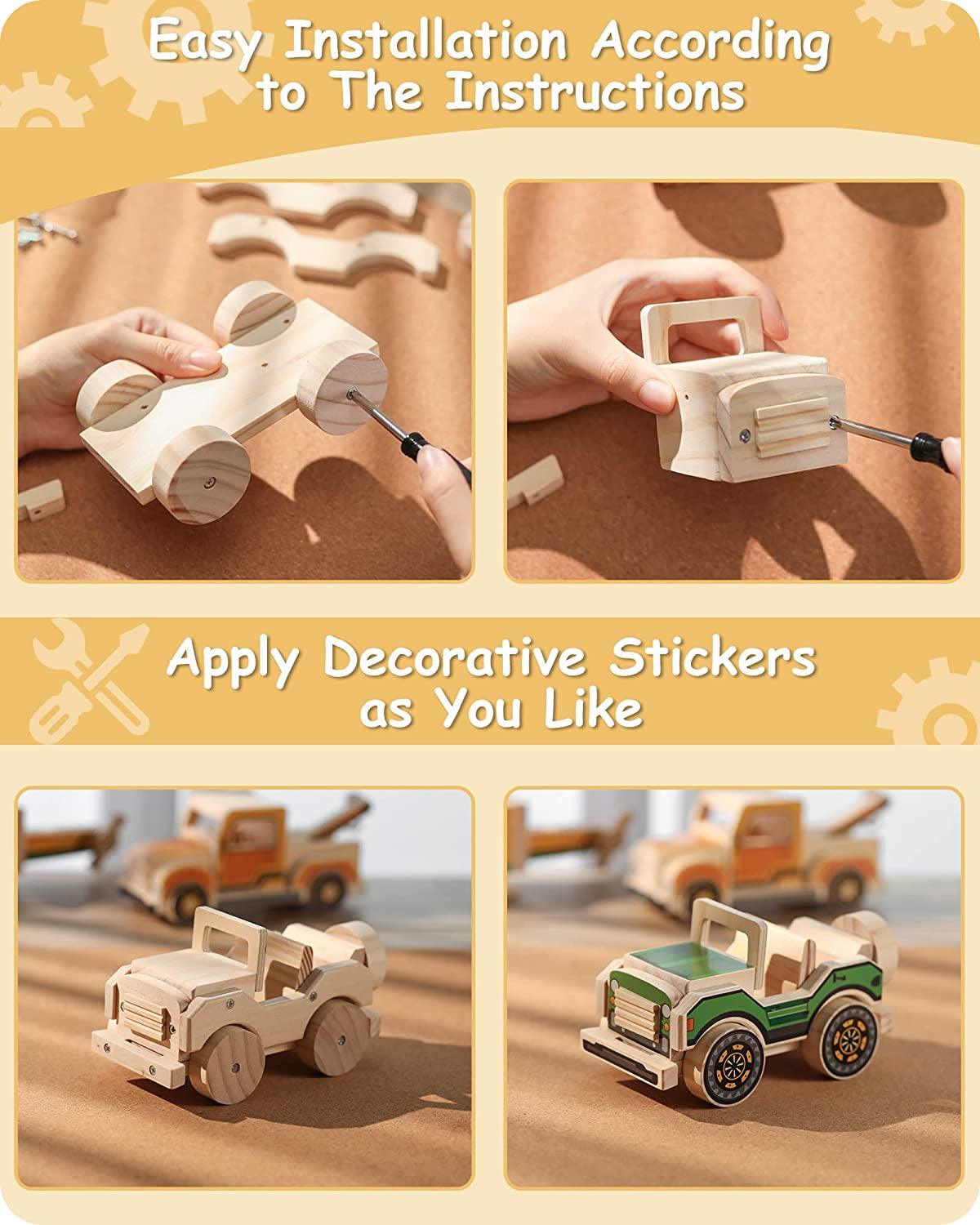 Woodworking Building Kit, 4-In-1 Kids STEM Projects Set, DIY Wood Crafts Assembly WoodArtSupply