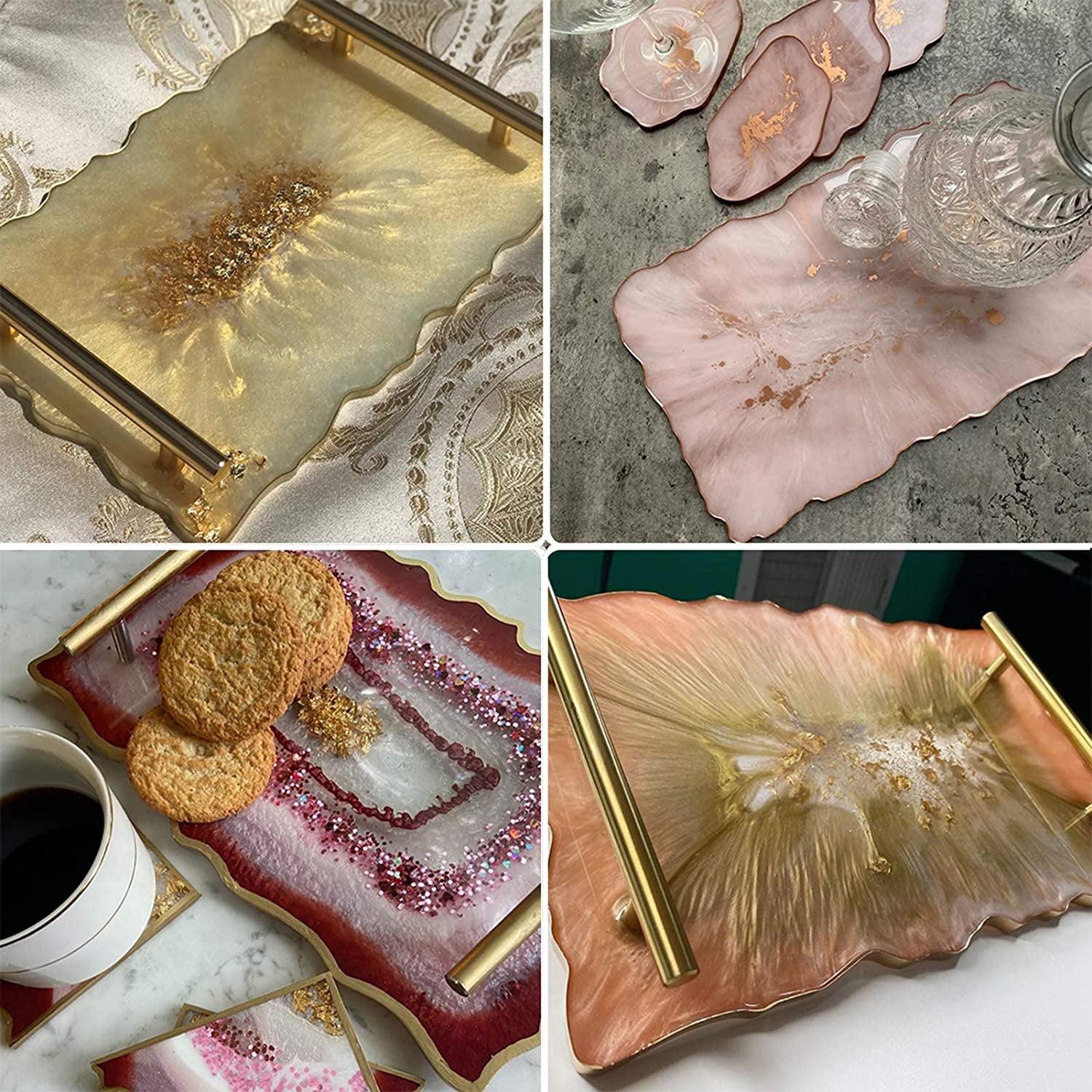 Tray Mold Geode Agate XL Silicone Tray Mold & Gold Handles with A3 Extra Large Silicone Sheet for DIY Crafts, Epoxy Resin Casting Molds for Making WoodArtSupply